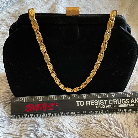 Beautiful suede handbag with a a striking gold chain handle   Great condition - Picture 3 of 5